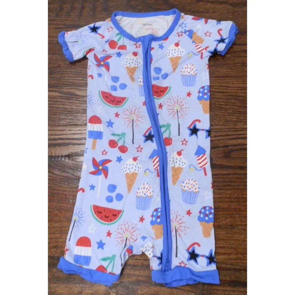 Little Sleepies Stars Stripes Sweets 4th of July Shorty Pajama Baby 18-24 Months
